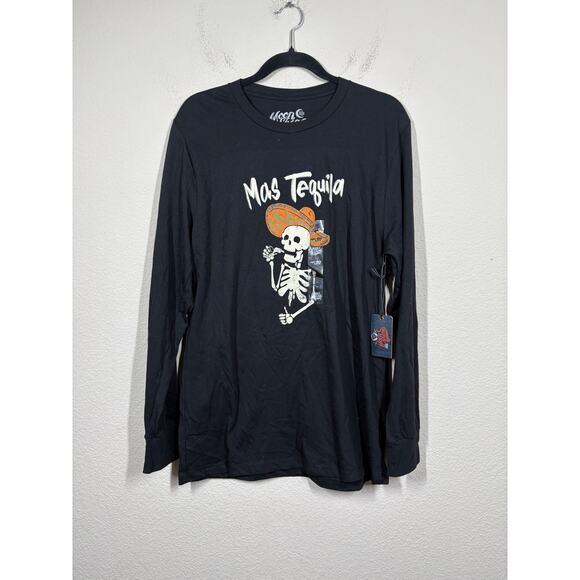 Moon Shine Spirit Mens Medium Festival Skull Print Shirt Black Mas Tequila - Picture 2 of 8